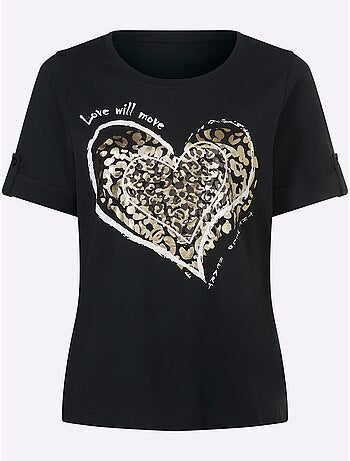 T-shirt à Manches Courtes Avec Revers Fixé - Taille Standard - Moda Vilona