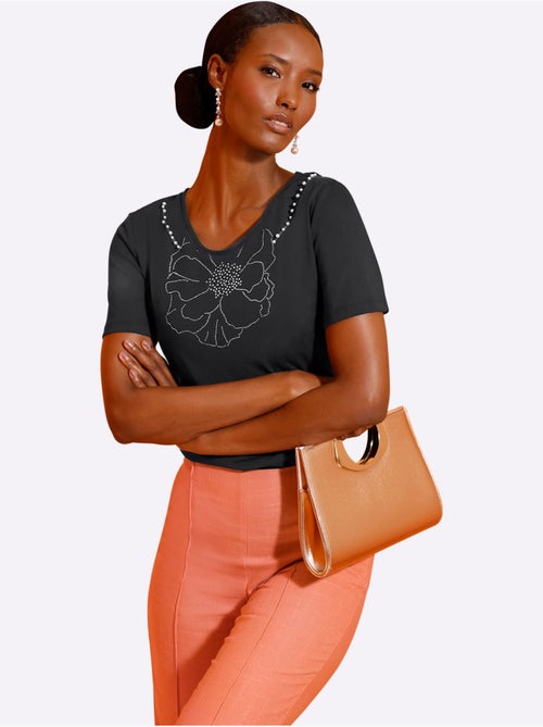 T-shirt à Manches Courtes Avec Viscose (ecovero) - Taille Standard - helline - Kiabi