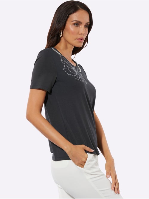 T-shirt à Manches Courtes Avec Viscose (ecovero) - Taille Standard - helline - Kiabi