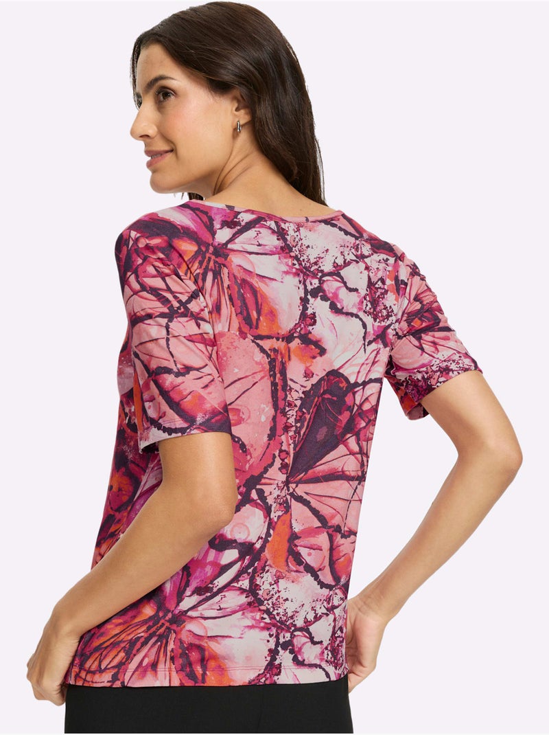 T-shirt à Manches Courtes Avec Viscose (ecovero) - Taille Standard - Witt Violet/Rose - Kiabi