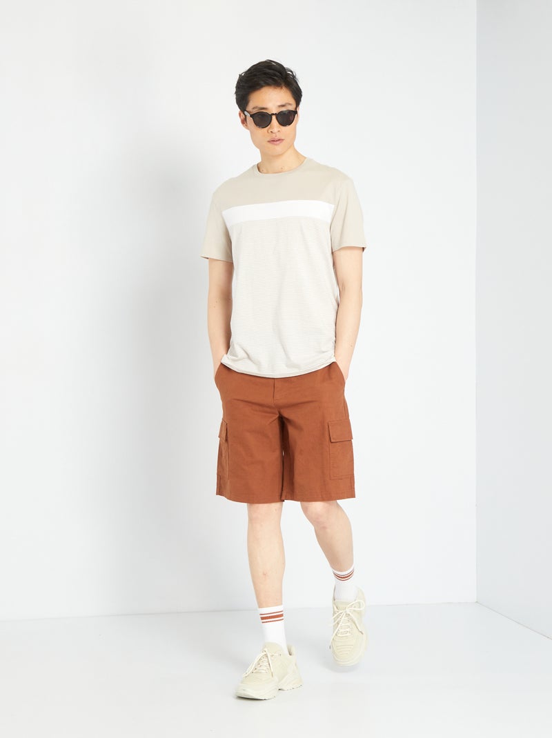T-shirt à manches courtes beige - Kiabi