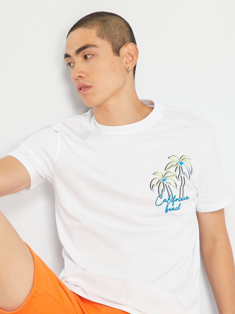 T-shirt à manches courtes blanc - Kiabi