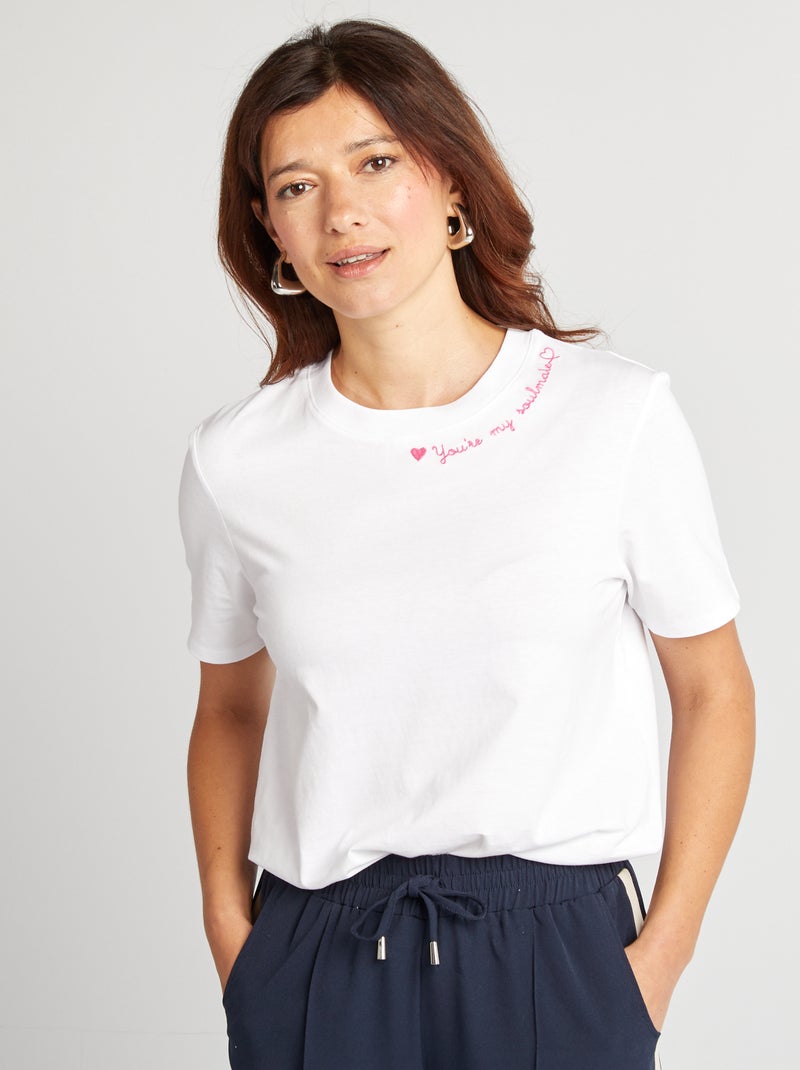 T-shirt à manches courtes Blanc - Kiabi
