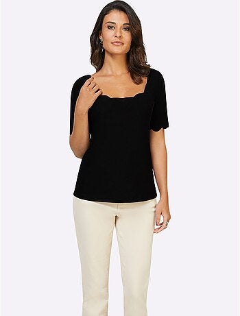 T-shirt à Manches Courtes Bords Arrondis Féminins - Taille Standard - Helline