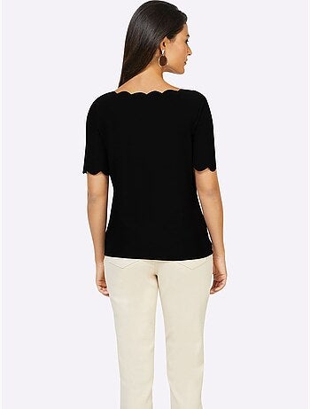 T-shirt à Manches Courtes Bords Arrondis Féminins - Taille Standard - Helline
