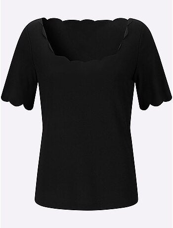 T-shirt à Manches Courtes Bords Arrondis Féminins - Taille Standard - Helline