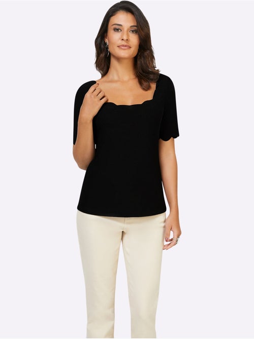 T-shirt à Manches Courtes Bords Arrondis Féminins - Taille Standard - helline - Kiabi