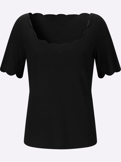 T-shirt à Manches Courtes Bords Arrondis Féminins - Taille Standard - helline - Kiabi
