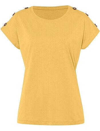 T-shirt à Manches Courtes Boutons Imitation Corne - Taille Standard - Moda Vilona