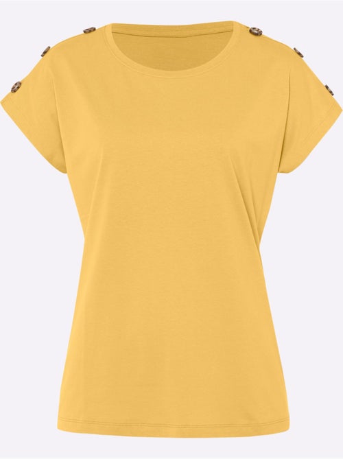 T-shirt à Manches Courtes Boutons Imitation Corne - Taille Standard - Moda Vilona - Kiabi