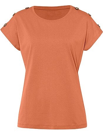 T-shirt à Manches Courtes Boutons Imitation Corne - Taille Standard - Moda Vilona