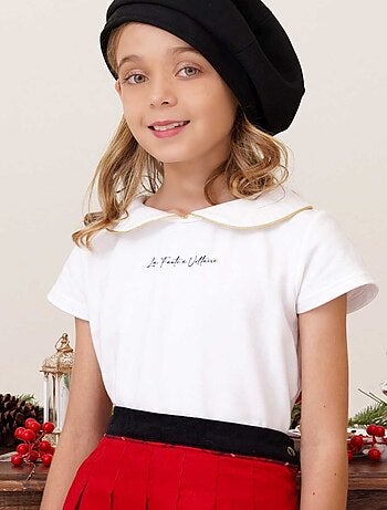 T-shirt à Manches Courtes Col Claudine SOPHIA - 'LA FAUTE A VOLTAIRE'