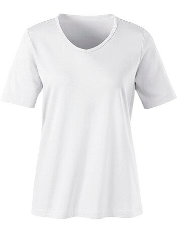 T-shirt à Manches Courtes Col V - Taille Standard - Moda Vilona