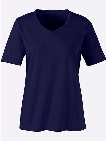 T-shirt à Manches Courtes Col V - Taille Standard - Moda Vilona