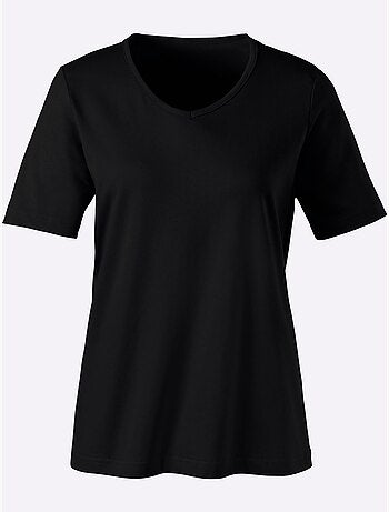 T-shirt à Manches Courtes Col V - Taille Standard - Moda Vilona
