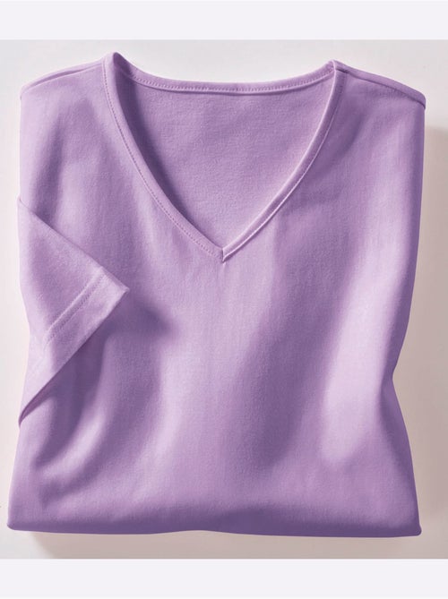 T-shirt à Manches Courtes Col V - Taille Standard - Moda Vilona - Kiabi