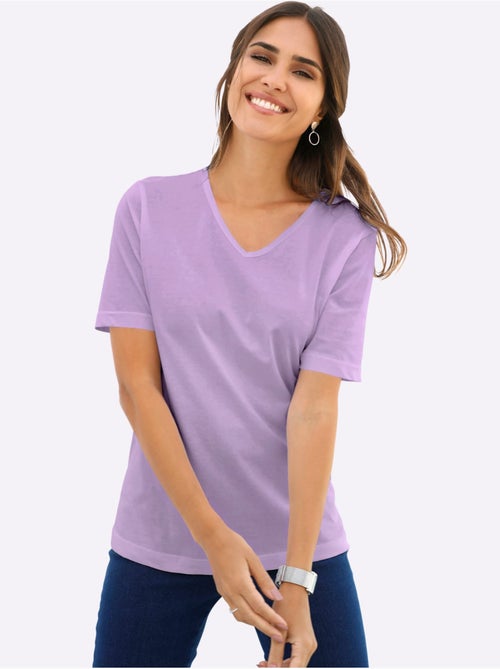T-shirt à Manches Courtes Col V - Taille Standard - Moda Vilona - Kiabi
