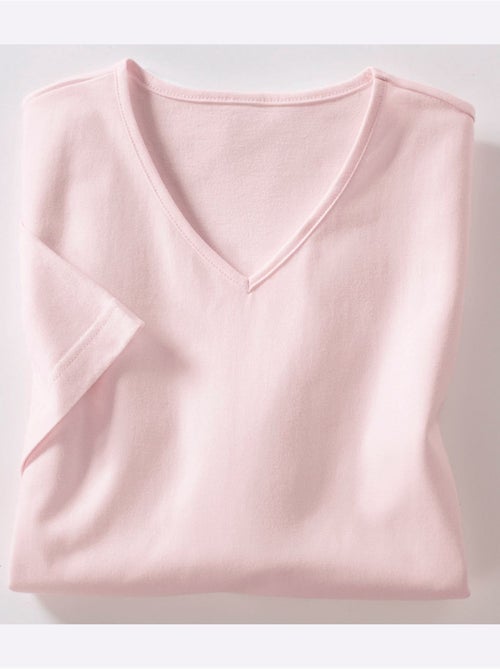 T-shirt à Manches Courtes Col V - Taille Standard - Moda Vilona - Kiabi