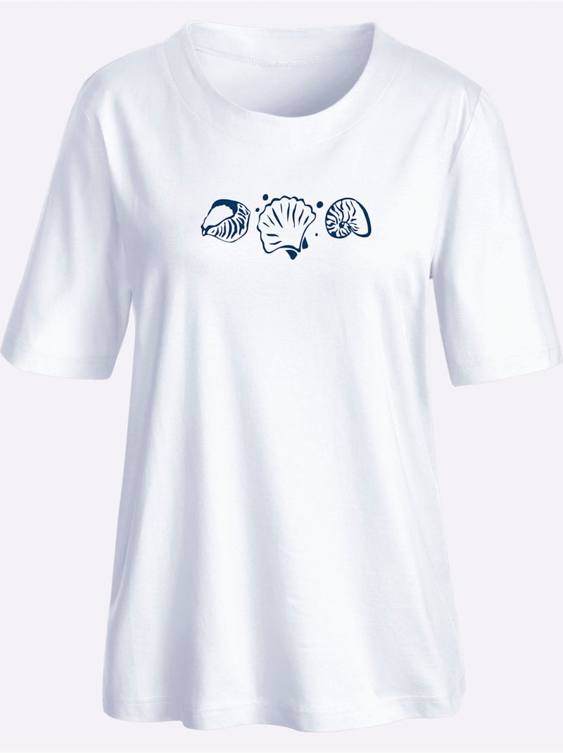 T-shirt à Manches Courtes Coupe Confortable - Taille Standard - Witt Blanc - Kiabi