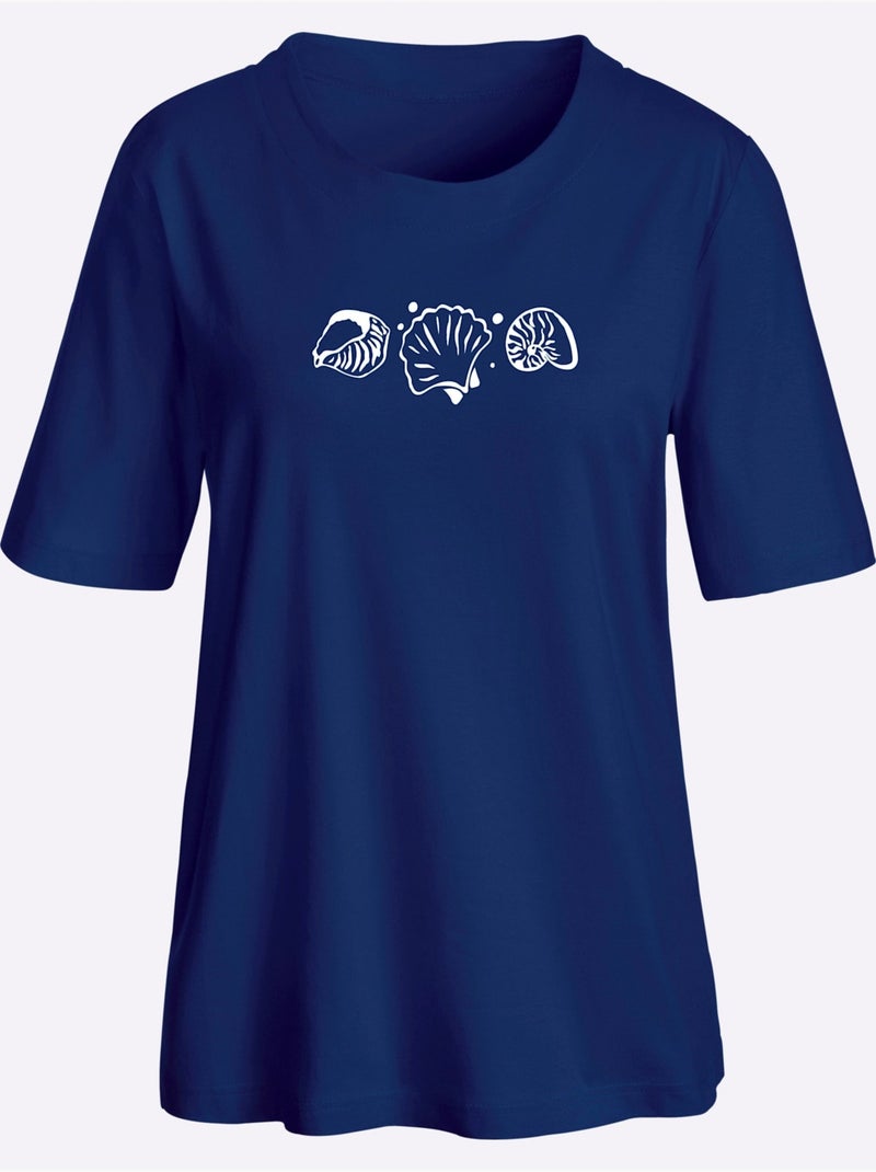 T-shirt à Manches Courtes Coupe Confortable - Taille Standard - Witt Bleu marine - Kiabi