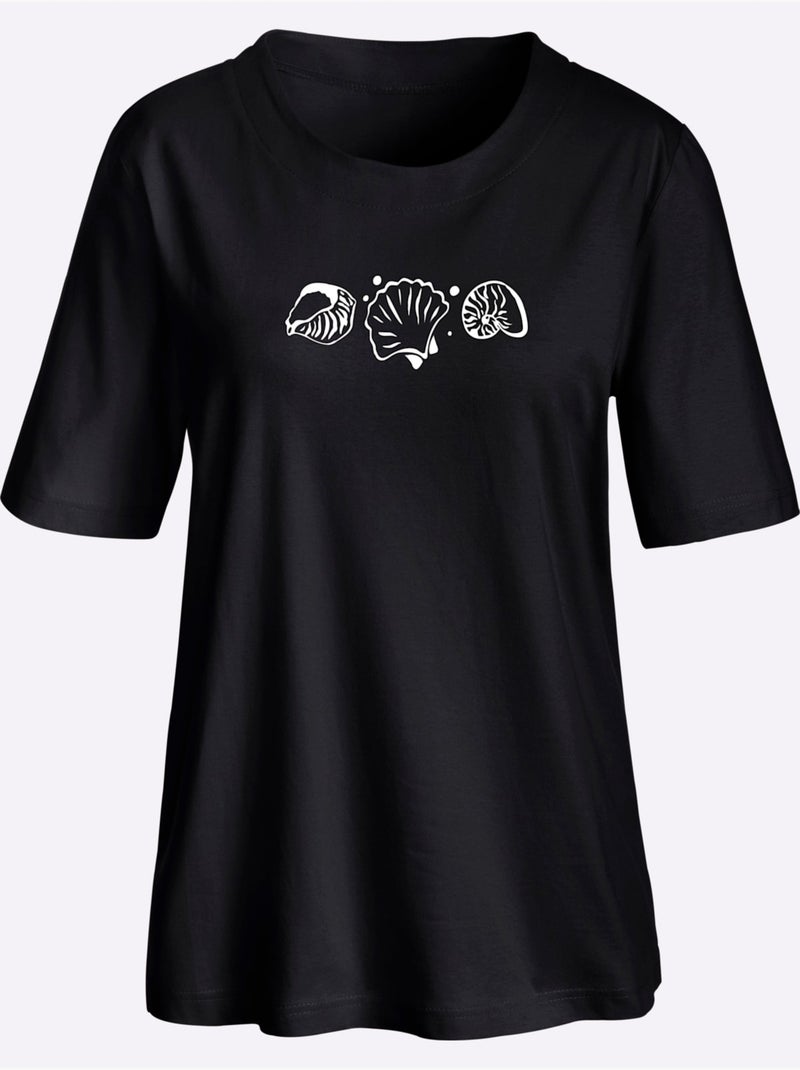 T-shirt à Manches Courtes Coupe Confortable - Taille Standard - Witt Noir - Kiabi