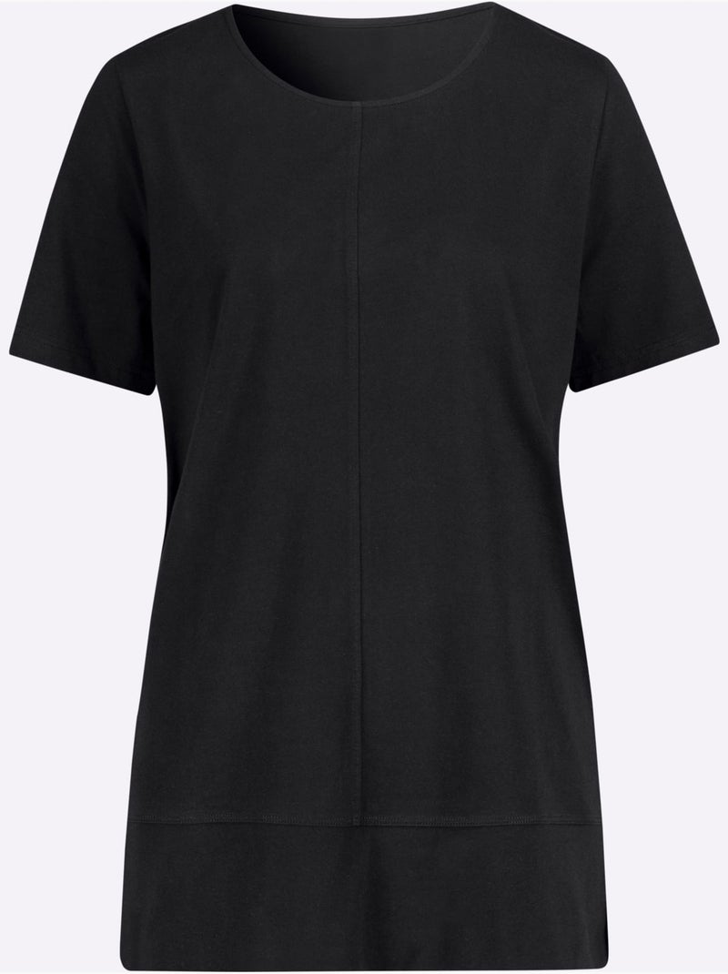 T-shirt à manches courtes coupe longue - taille standard - moda vilona Noir - Kiabi