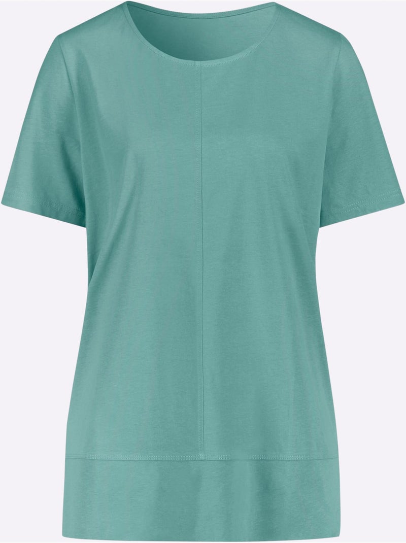 T-shirt à Manches Courtes Coupe Longue - Taille Standard - Moda Vilona Vert Sauge - Kiabi