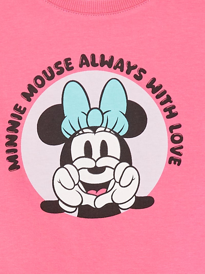 T-shirt à manches courtes cropped 'Minnie' 'Disney' Rose - Kiabi