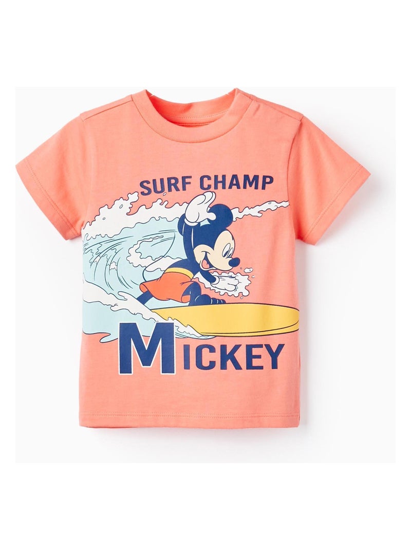 T-shirt à manches courtes de couleur saumon pour bébé garçon manches courtes MICKEY Rose - Kiabi