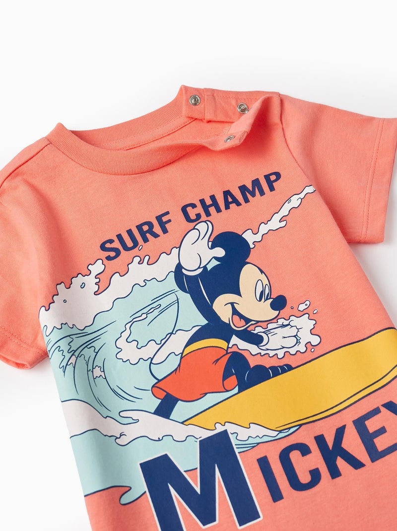 T-shirt à manches courtes de couleur saumon pour bébé garçon manches courtes MICKEY Rose - Kiabi