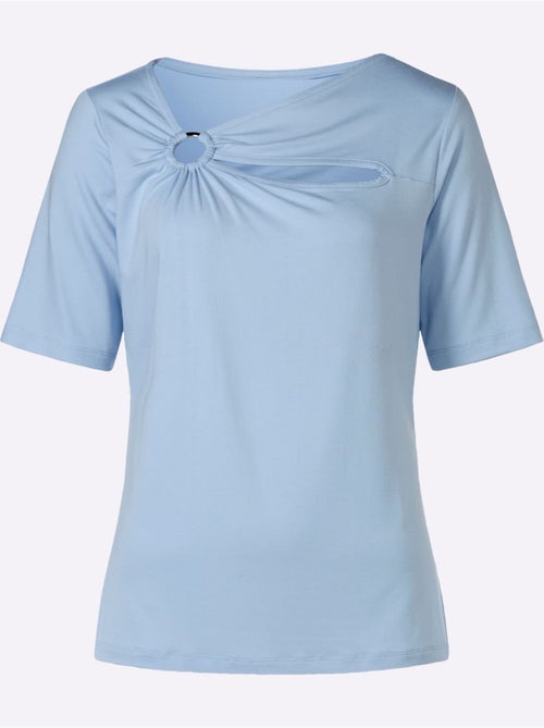 T-shirt à Manches Courtes Découpe Raffinée à L'encolure - Taille Standard - helline - Kiabi