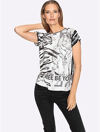 T-shirt à Manches Courtes Détails Brillants - Taille Standard - Helline