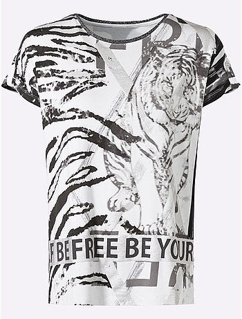 T-shirt à Manches Courtes Détails Brillants - Taille Standard - Helline