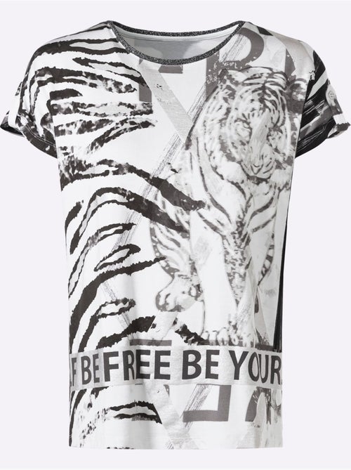 T-shirt à Manches Courtes Détails Brillants - Taille Standard - helline - Kiabi