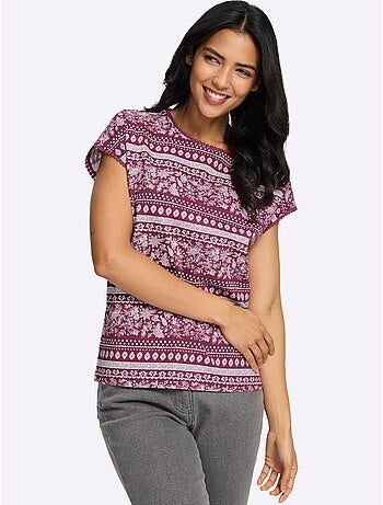 T-shirt à Manches Courtes Détails élégants En Dentelle - Taille Standard - Moda Vilona