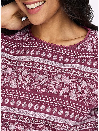 T-shirt à Manches Courtes Détails élégants En Dentelle - Taille Standard - Moda Vilona