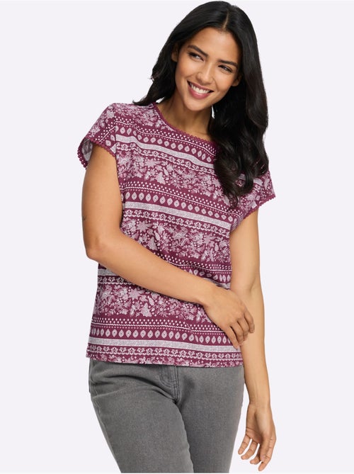 T-shirt à Manches Courtes Détails élégants En Dentelle - Taille Standard - Moda Vilona - Kiabi