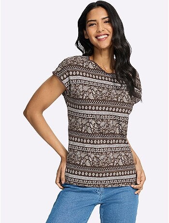 T-shirt à Manches Courtes Détails élégants En Dentelle - Taille Standard - Moda Vilona