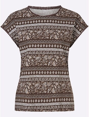 T-shirt à Manches Courtes Détails élégants En Dentelle - Taille Standard - Moda Vilona