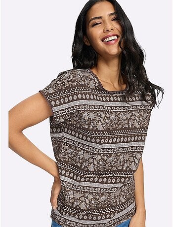 T-shirt à Manches Courtes Détails élégants En Dentelle - Taille Standard - Moda Vilona