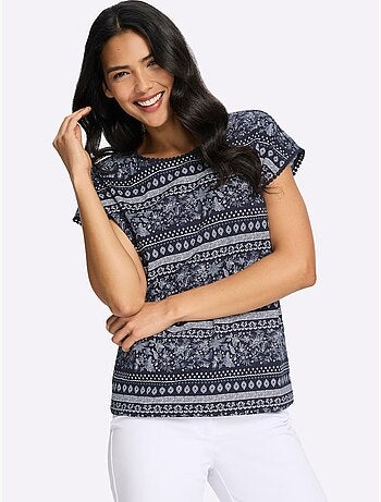T-shirt à Manches Courtes Détails élégants En Dentelle - Taille Standard - Moda Vilona