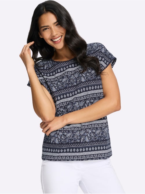 T-shirt à Manches Courtes Détails élégants En Dentelle - Taille Standard - Moda Vilona - Kiabi