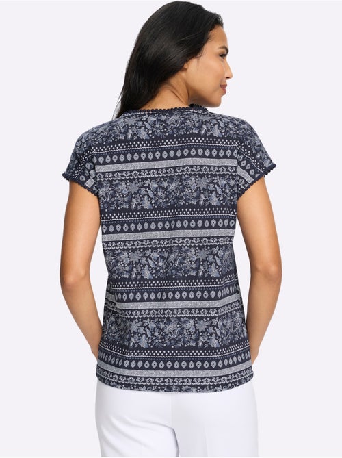 T-shirt à Manches Courtes Détails élégants En Dentelle - Taille Standard - Moda Vilona - Kiabi