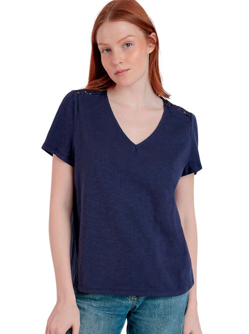 T-shirt à manches courtes dos orné GUIPUR - Kiabi