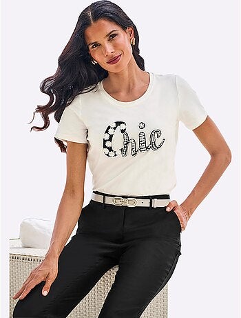 T-shirt à Manches Courtes élégante Inscription - Taille Standard - Helline