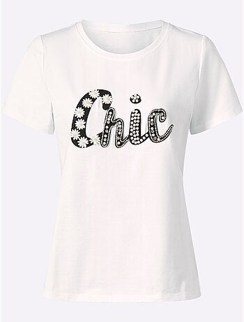 T-shirt à Manches Courtes élégante Inscription - Taille Standard - Helline