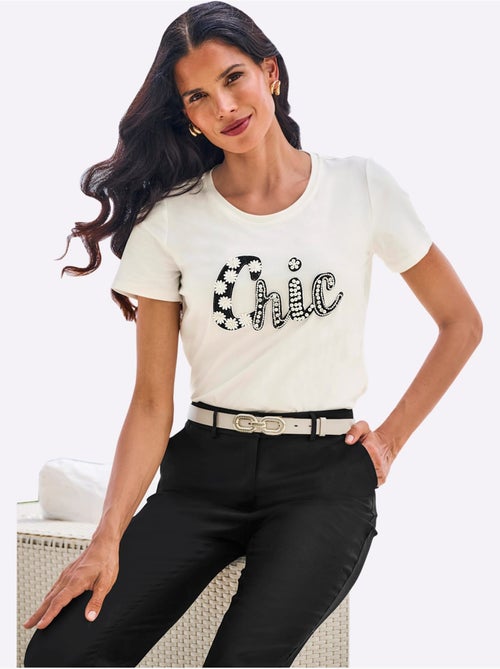T-shirt à Manches Courtes élégante Inscription - Taille Standard - Helline - Kiabi