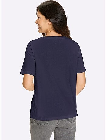 T-shirt à Manches Courtes Empiècement Dentelle Tendance - Taille Standard - Moda Vilona