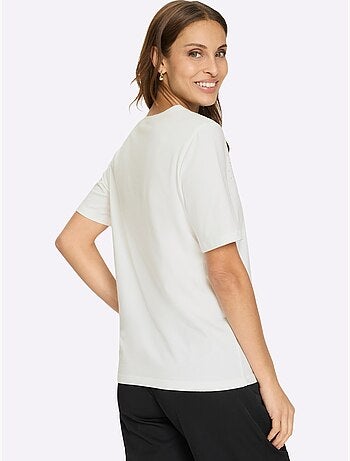 T-shirt à manches courtes en dentelle avec pierres décoratives - Taille standard - Witt