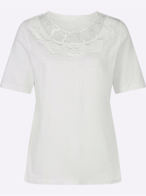 T-shirt à Manches Courtes Empiècement En Dentelle - Taille Standard - Witt - Kiabi T-shirt à Manches Courtes Empiècement En Dentelle - Taille Standard - Witt - Kiabi